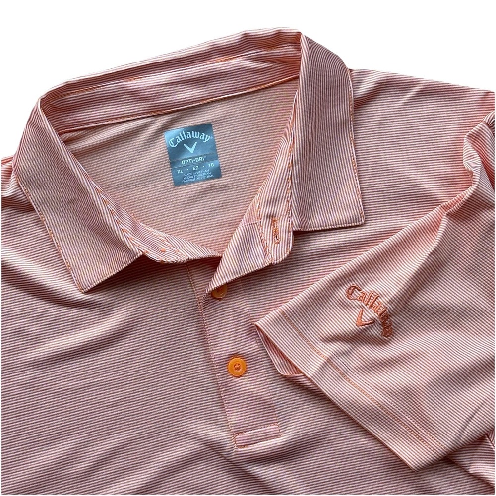 Callaway Opti-Dri Performance Mens Size XL Golf Polo Shirt Orange Stripe